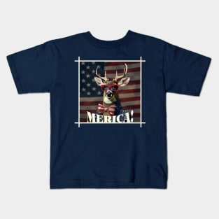 Funny Patriotic Deer MERICA! Happy Birthday America! Kids T-Shirt